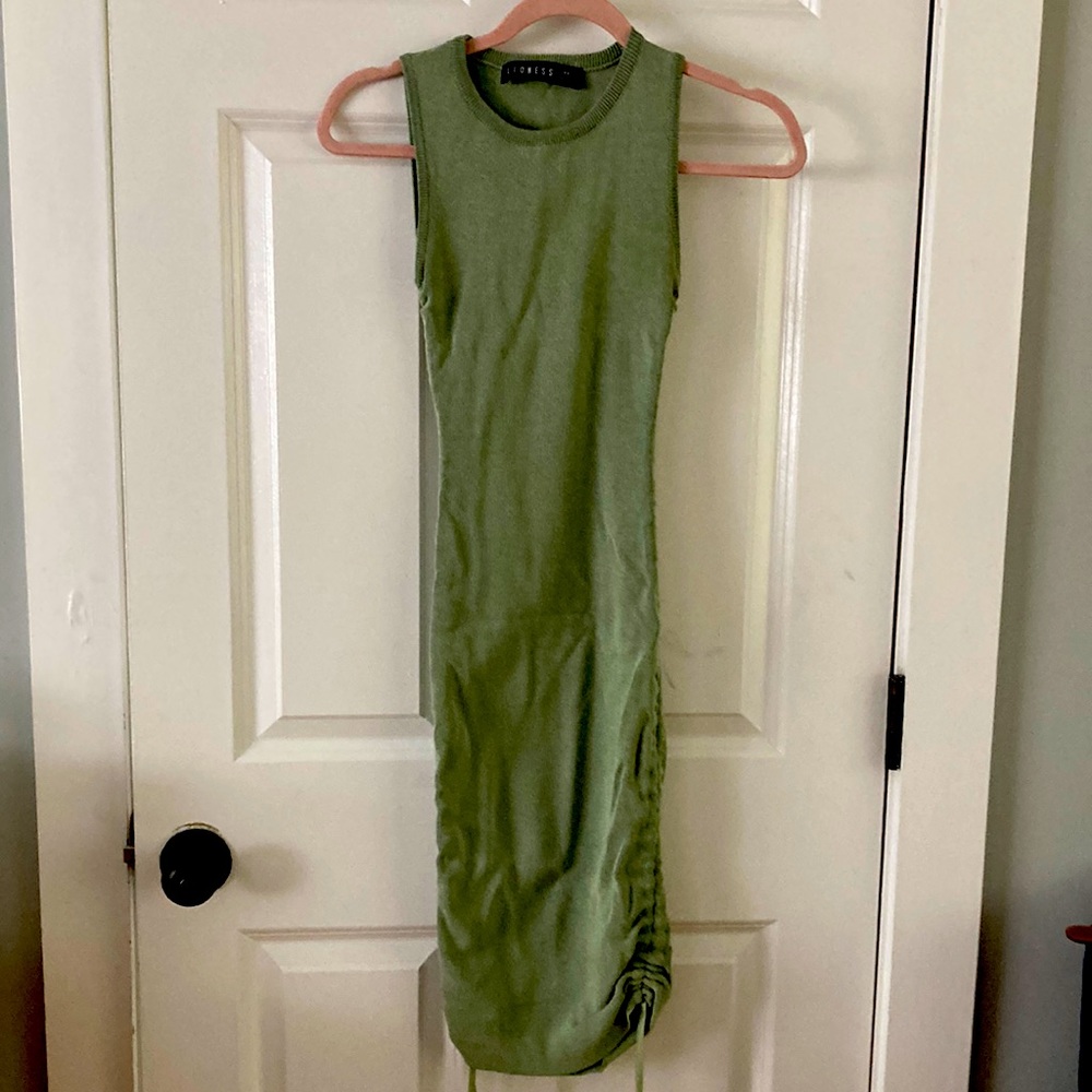 Hello Molly Lioness Military Minds Mini Dress US  XS Sage Green Knit
